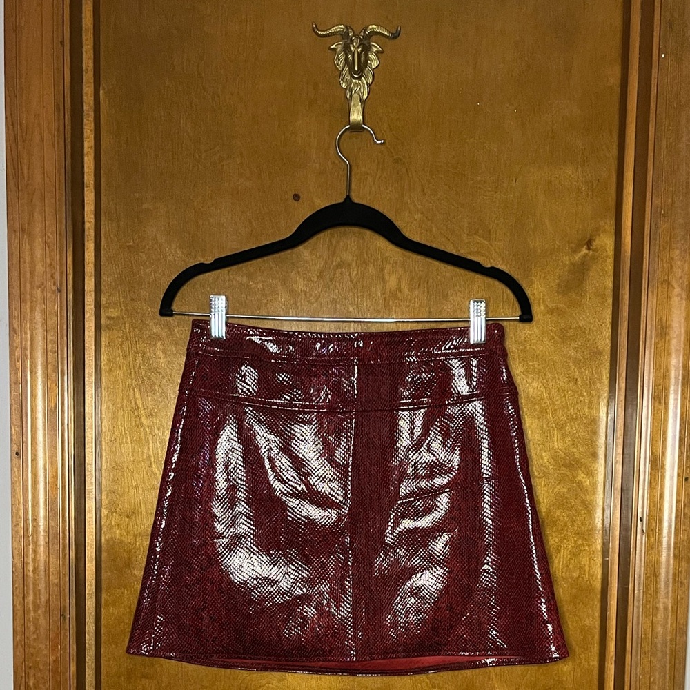 Zara Shiny Red python printed Mini Skirt